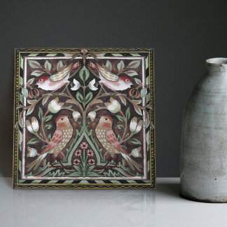 Azulejo Aves de William Morris Tulips Terracotta Art Nouve