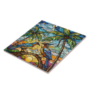 Azulejo Aves en el arte del vidrio de Sunrise Staines