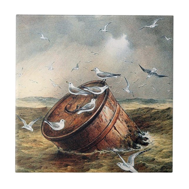 Azulejo Aves En Una Cerámica De Barril (Frente)