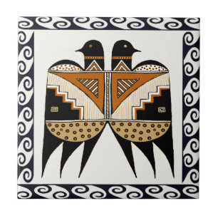 Azulejo Aves gemelas Mimbres