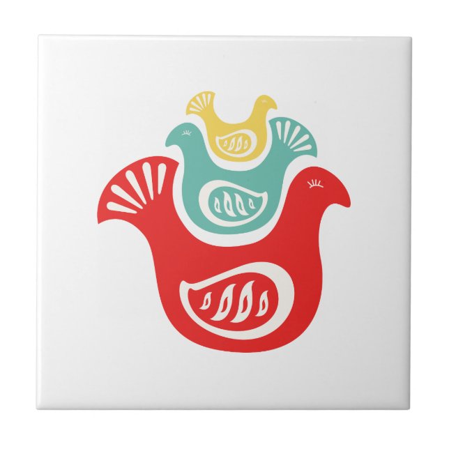 Azulejo Aves populares escandinavas (Frente)