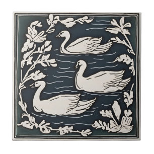 Azulejo Aves retro Vintage Art Nouveau Swans Art Deco