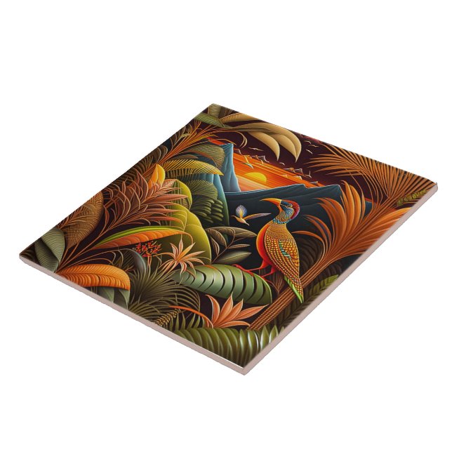 Azulejo Aves Tropicales Tile Cerámico (Lado)