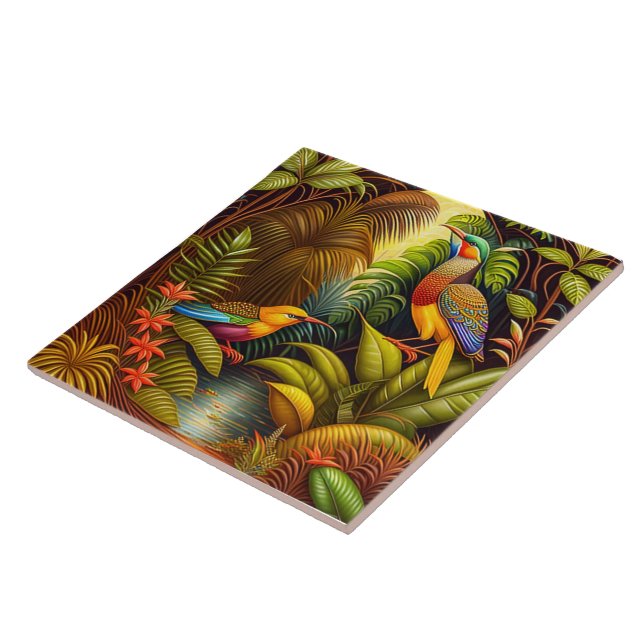 Azulejo Aves Tropicales Tile Cerámico (Lado)