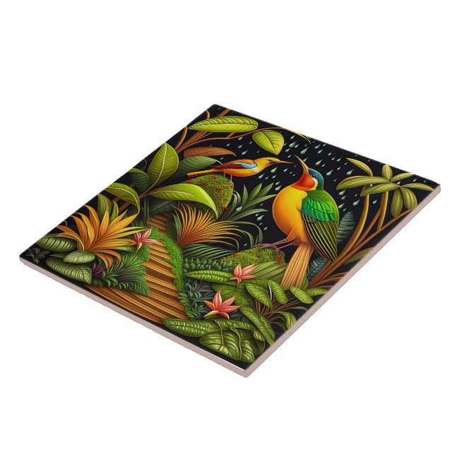 Azulejo Aves Tropicales Tile Cerámico (Lado)