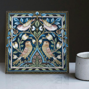 Azulejo Aves William Morris y tulipanes Art Nouveau