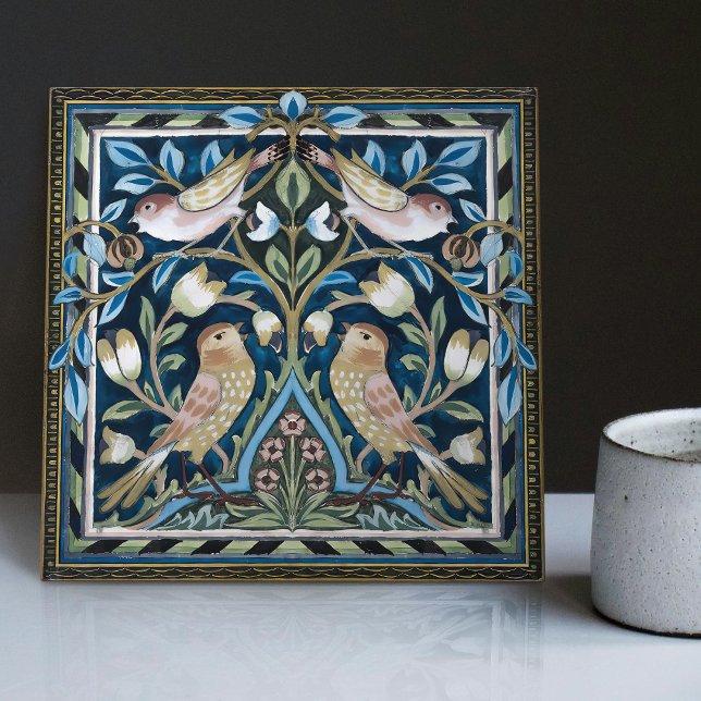 Azulejo Aves William Morris y tulipanes Art Nouveau (Subido por el creador)