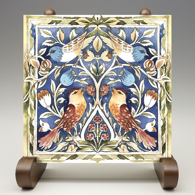 Azulejo Aves y flores coloridas Artes y Artesanías (Subido por el creador)