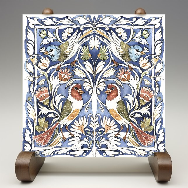 Azulejo Aves y flores coloridas Artes y Artesanías (Subido por el creador)