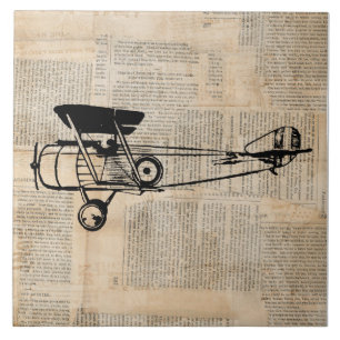 Azulejo Avión antiguo viejo de avión viejo en texto de per