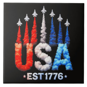 Azulejo Aviones de combate del 4 de julio Patriótico EEUU
