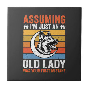 Azulejo Aviso de Perro Señora Mayor Retro