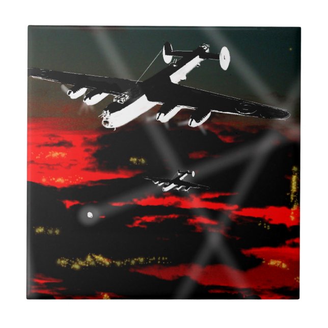 Azulejo Avro Lancaster Bomber Tile 'Raider nocturno 43' (Frente)