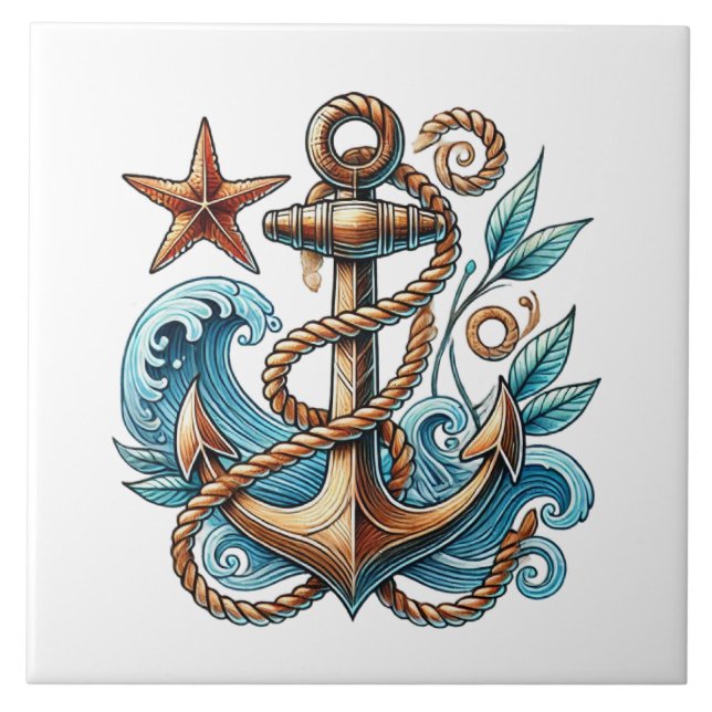 Azulejo Awesome ships anchor beach lovers (Frente)