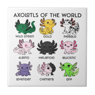 Azulejo Axolotls Kawaii del Mundo