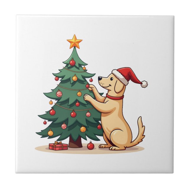 Azulejo Ayudante de árbol de Navidad de Labrador (Frente)