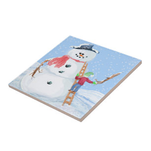 Azulejo Ayudante de Santa Claus construyendo un tonto muñe