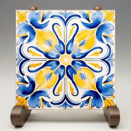 Azulejo Azul Amarillo Aluminio Aluminio Elegancia