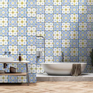 Azulejo Azul Amarillo de Cerámica Portugués Pared 