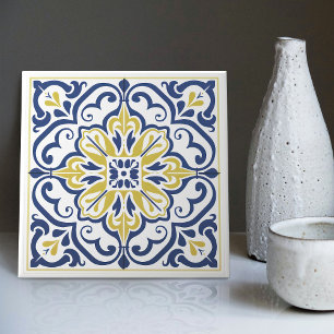 Azulejo Azul Amarillo Moderno Portugués Lisboa