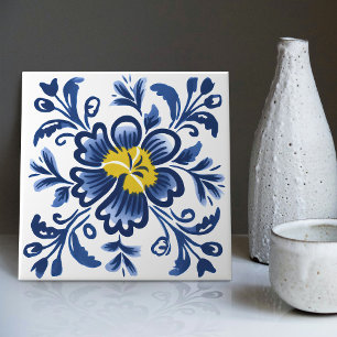 Azulejo Azul Amarillo Moderno Portugués Lisboa
