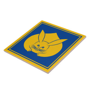 Azulejo Azul amarillo oriental Japón Rabbit Mon Art