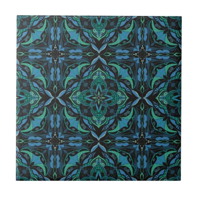 Azulejo azul azul azul azul azuljo mosaico español (Frente)