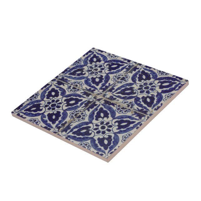 Azulejo azul azul blanco geométrico ruso italiano (Lado)