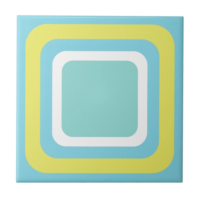 Azulejo Azul Blanco Amarillo Retro (Frente)