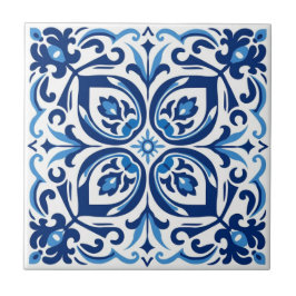 Azulejo azul/blanco Floral cerámica