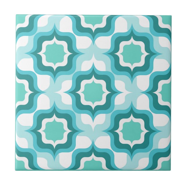 Azulejo Azul Blanco Mediterráneo Retro (Frente)