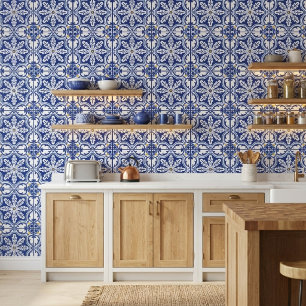 Azulejo Azul Blanco Portugués para Pared Despegabl