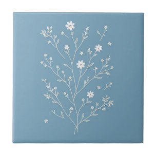 Azulejo azul botánico floral
