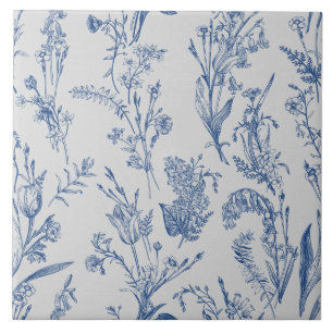 Azulejo Azul Chinoiserie Floral Vintage