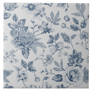 Azulejo Azul Chinoiserie Floral Vintage