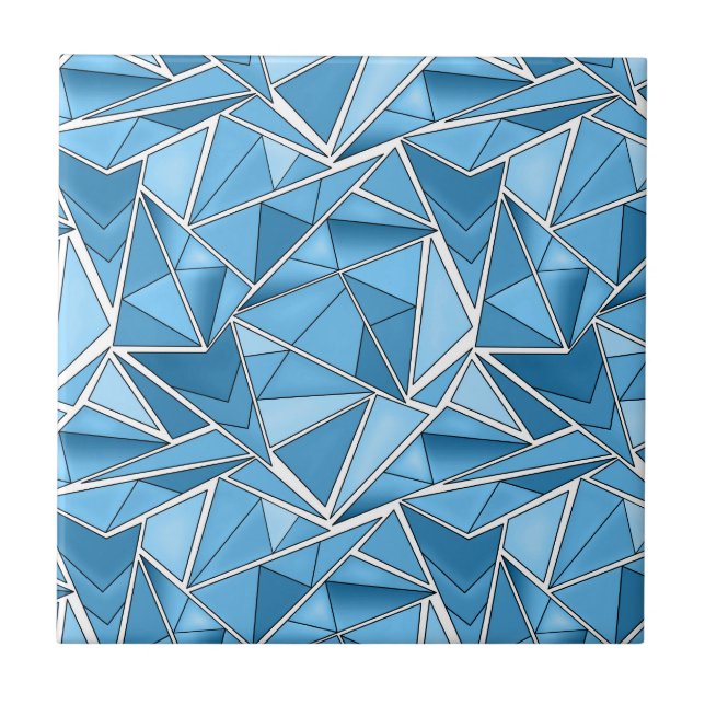 Azulejo Azul cielo y formas geométricas azules patrón mode (Frente)