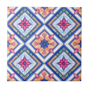 Azulejo Azul Cobalto y Mediterráneo de Terracota