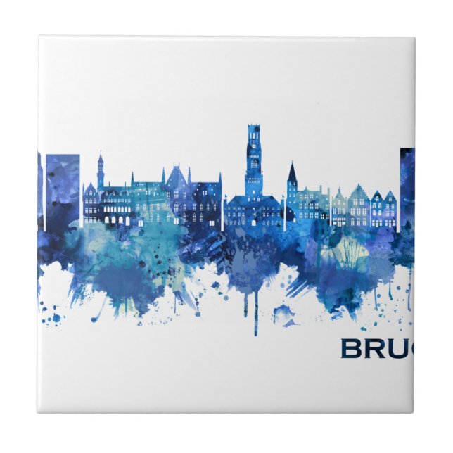Azulejo Azul de Línea Azul Brujas Bélgica (Frente)