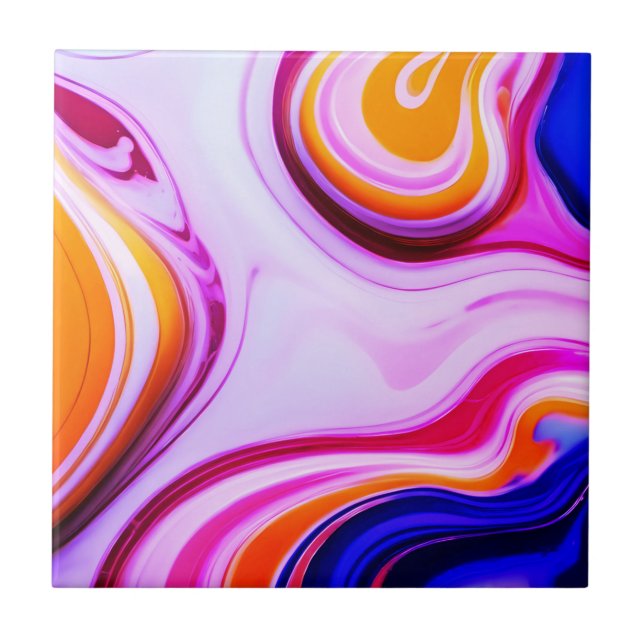 Azulejo Azul de moda rosa mármol falso amarillo blanco (Frente)