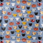 Azulejo Azul de patrón de gato curado<br><div class="desc">Un lindo patrón de pequeños gatos gatitos en un fondo azul. Arte original de Nic Squirrell. Ideal para los amantes de los animales.</div>