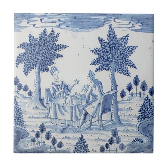 Azulejo Azul Delft holandés y blanco-26 (Frente)