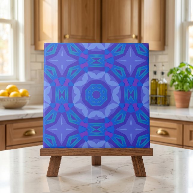 Azulejo Azul Étnico Boho Abstracto Patrón Geométrico Mosai (Subido por el creador)