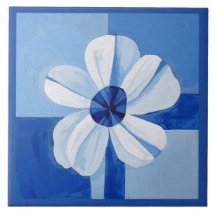 Azulejo Azul Flor Minimalista Flor Floral