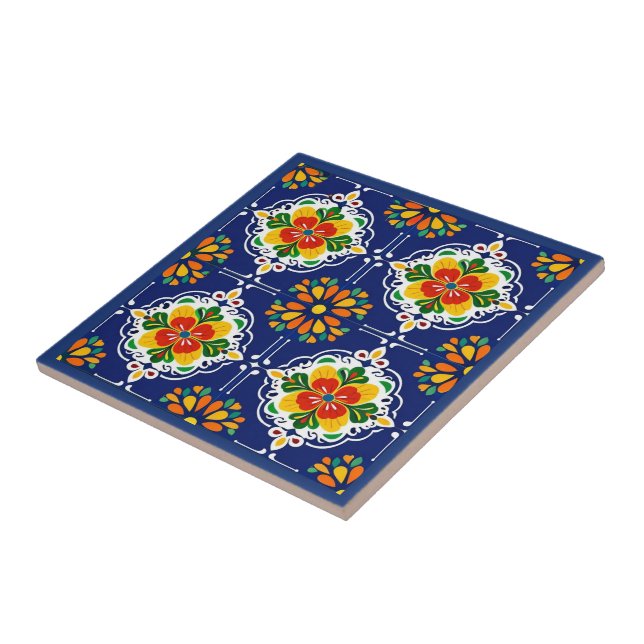 Azulejo Azul Flor Mosaico (Lado)