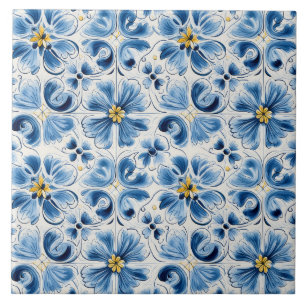 Azulejo Azul Floral Vintage