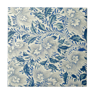 Azulejo Azul Floral Vintage Asiático: Chinoiserie Antiguo