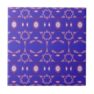 Azulejo Azul Frambuesa Rosa y Blanco Geométrico