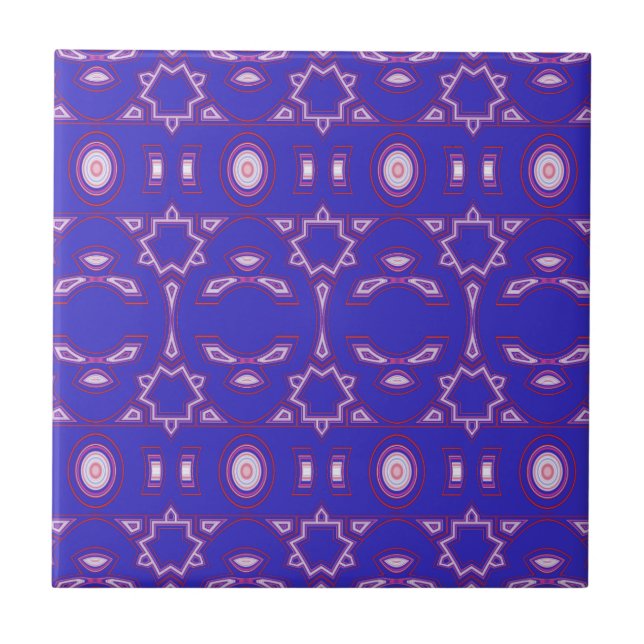 Azulejo Azul Frambuesa Rosa y Blanco Geométrico (Frente)