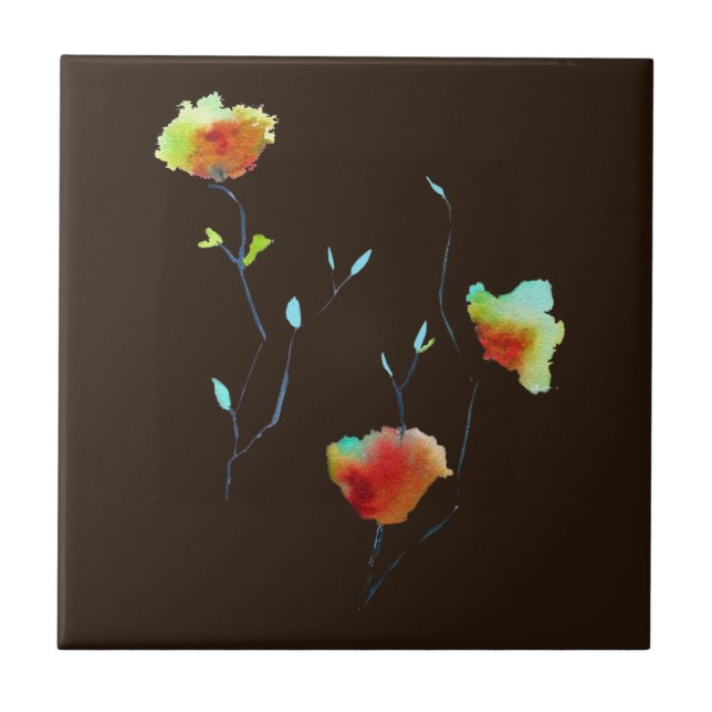 Azulejo Azul Hawaii Arte de hoja tropical (Frente)