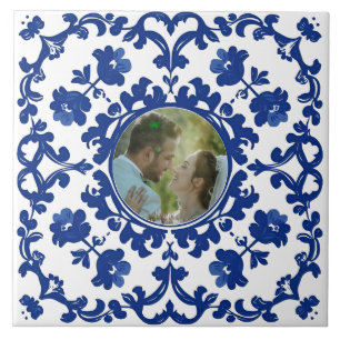 Azulejo Azul Índigo Lisboa portugués foto